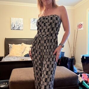 Xhilaration Black and cream Patterned Jumpsuit